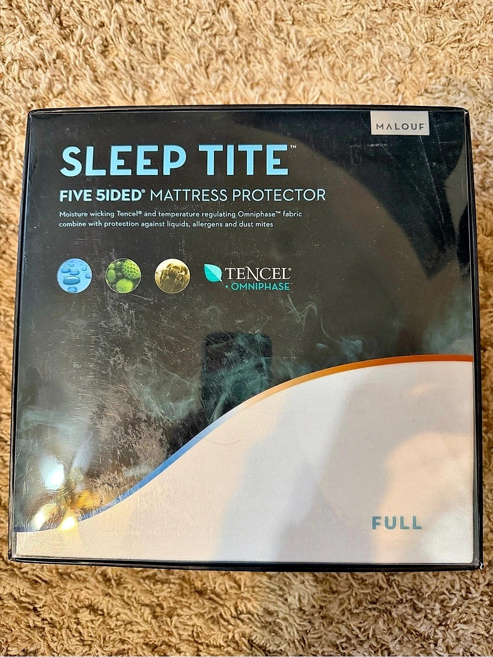 Malouf Sleep Tite Five 5ided Mattress Protector with Tencel + Omniphase Sided